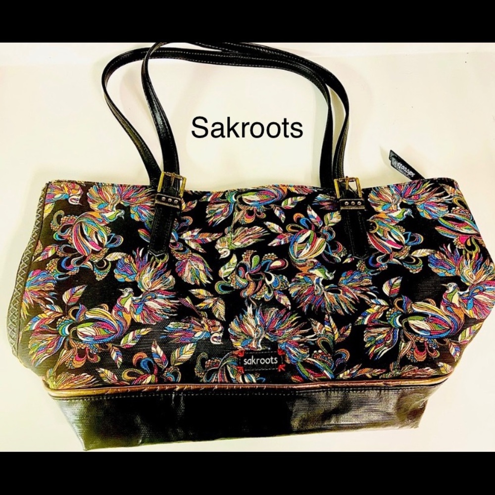 Sakroots shoulder tote 8x18” Happy Birds